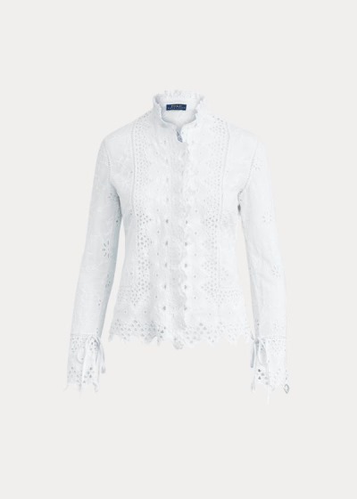 Camisa Polo Ralph Lauren Mujer Blancos - Embroidered Eyelet - VSFXT6413